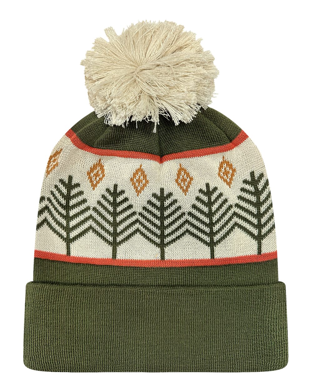 Rustic Trees & Olive Green Beanie